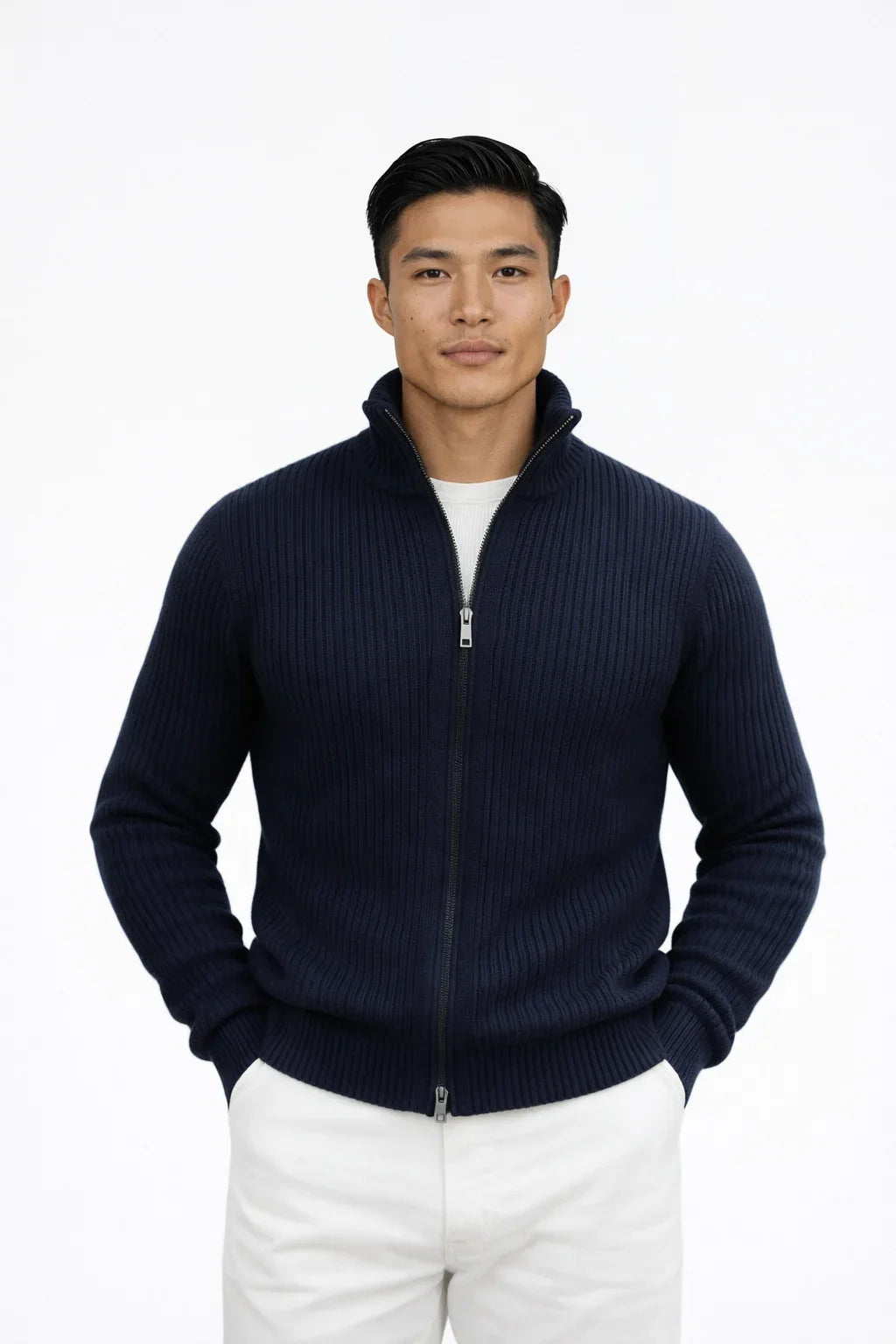 Zip-front cardigan